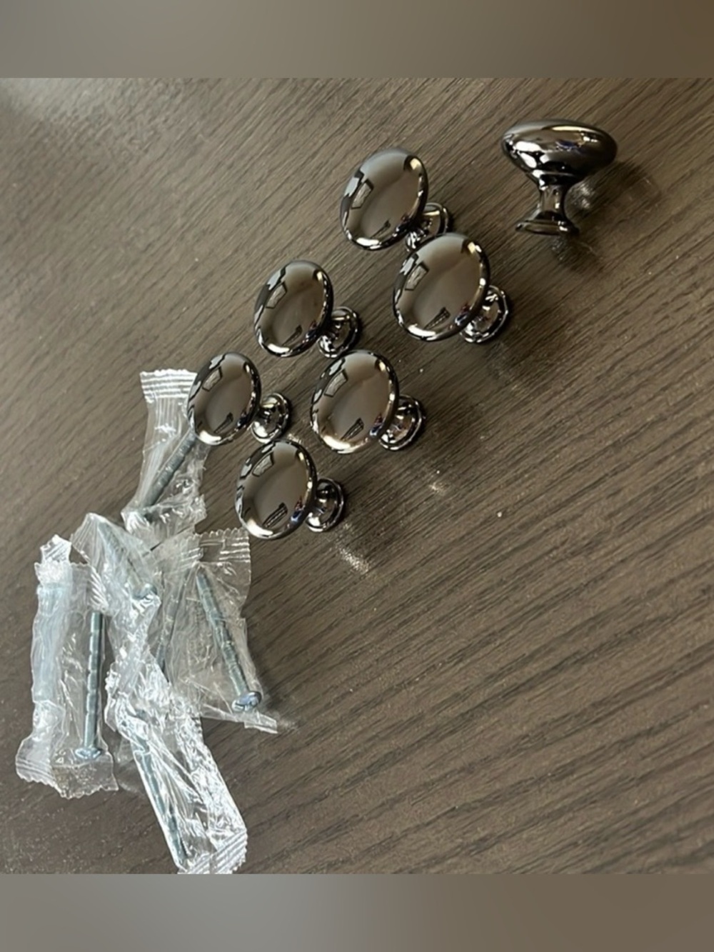 7pc Polished Black Stainless-Nickel Mushroom Style Cabinet-Drawer/Door Knob